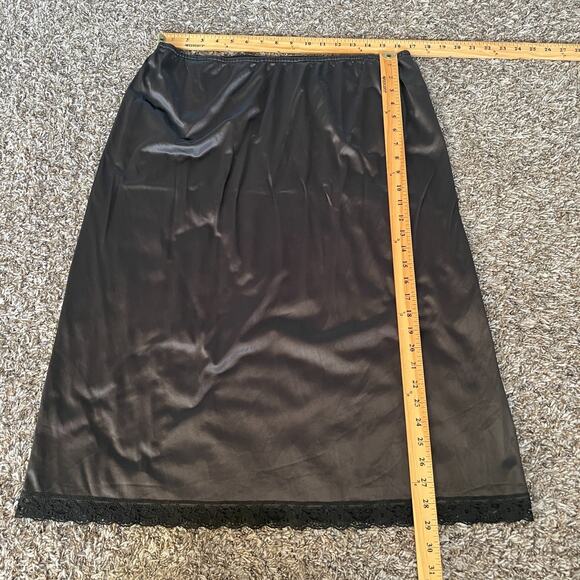 Half Slip Skirt Plus Size 18W 20W Black Solid Nylon Satin Lace Trim Lingerie - Picture 10 of 10